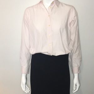 0122 NWOT Land's End Pink and White Striped Blouse